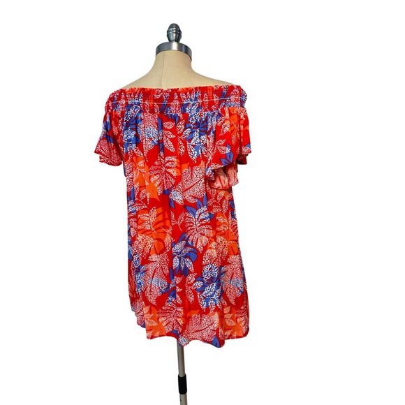 Red Carter Red Floral Swim Cover Up Dress Tunic Size 4 - Picture 4 of 7